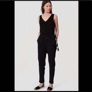 LOFT Mixed Media Tasseled Jumpsuit